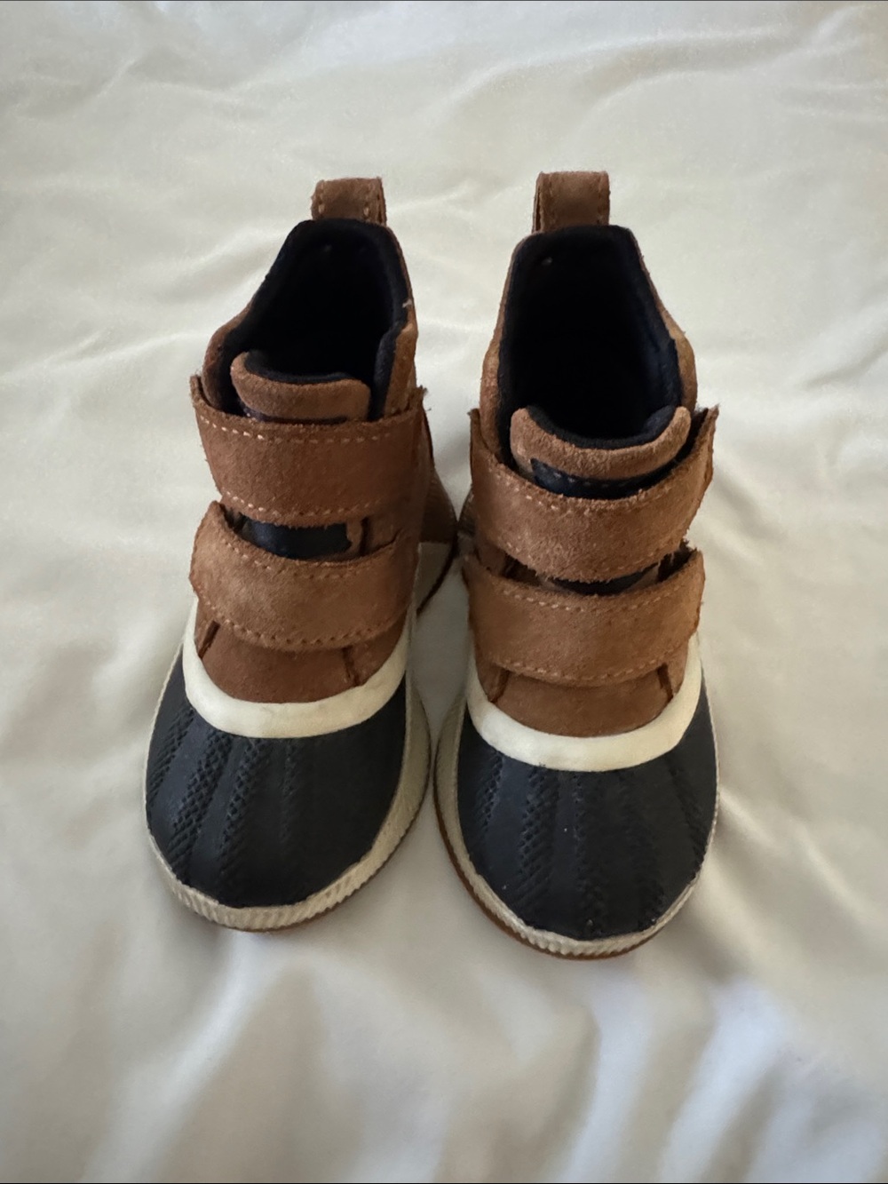 Sorel Kids Brown and Black Waterproof Boots with Velcro Straps